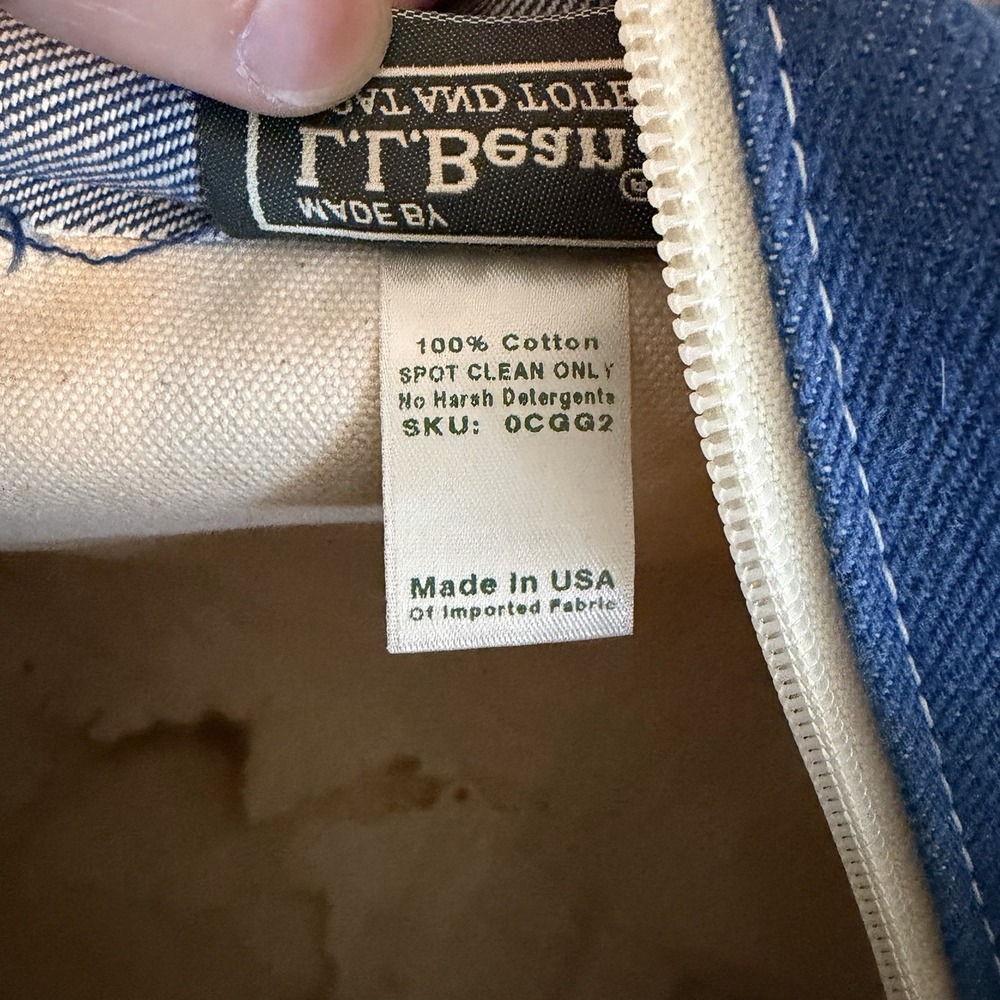 Vintage L.L. Bean Boat And Tote Denim Canvas 6 Pockets Original Bag Garden - Picture 9 of 11
